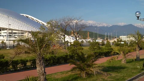 View of the deserted promenade Stock Footage 129636537