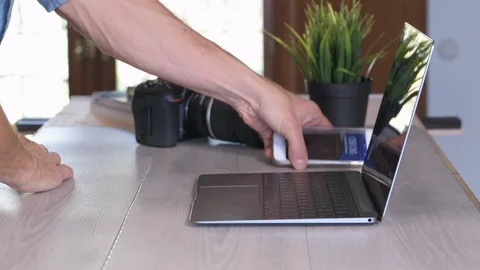 View desk with laptop Stock Footage 97663103