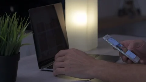 View desk with laptop Stock Footage 97663394