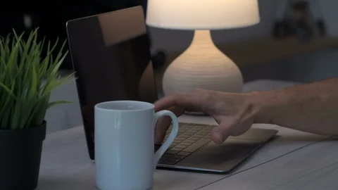 View desk with laptop Stock Footage 97665776