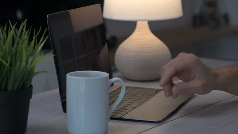 View desk with laptop Stock Footage 97666467