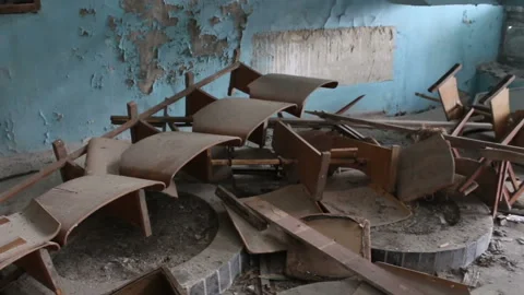 View of the destroyed building. Collapsed residential building. Stock Footage 136660634