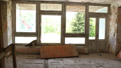 View of the destroyed building. Collapsed residential building. Stock Footage 136660669