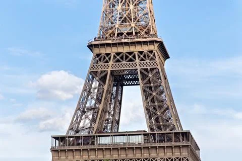 View of the detail of the Eiffel Tower in Paris. France. The Eiffel Tower w.. Stock Photos