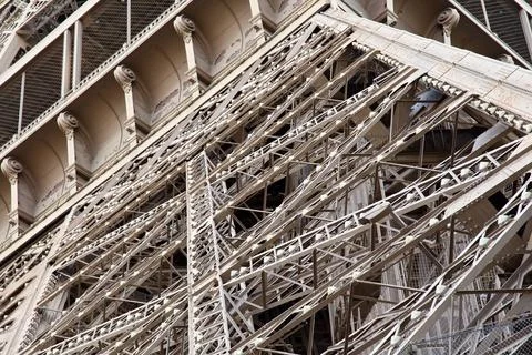 View of the detail of the Eiffel Tower in Paris. France. The Eiffel Tower w.. Stock Photos