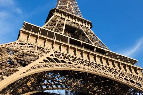 View of the detail of the Eiffel Tower in Paris. France. The Eiffel Tower w.. Stock Photos