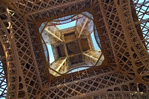 View of the detail of the Eiffel Tower in Paris. France. The Eiffel Tower w.. Foto stock