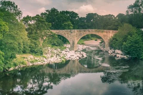A view of Devils Bridge, a famous landmark on the river Lune near Kirkby Lons Stock Photos