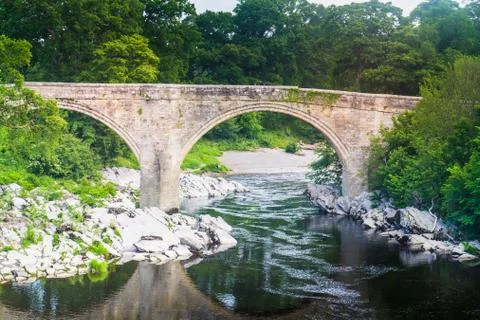 A view of Devils Bridge, a famous landmark on the river Lune near Kirkby Lons Stock Photos