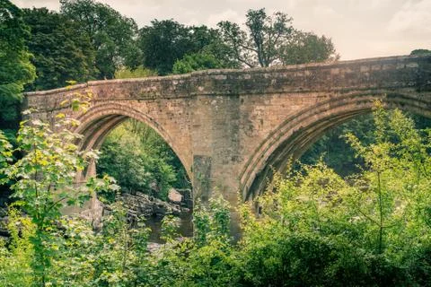 A view of Devils Bridge, a famous landmark on the river Lune near Kirkby Lons Stock Photos