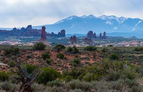 View from Devils Garden Hiking Trail in Arches National Park, Utah Stock Photos