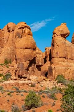 View from Devils Garden Hiking Trail in Arches National Park, Utah Stock Photos