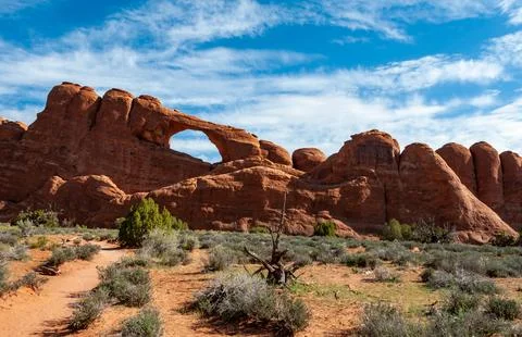 View from Devils Garden Hiking Trail in Arches National Park, Utah Stock-Fotos