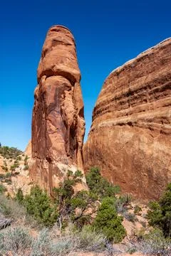 View from Devils Garden Hiking Trail in Arches National Park, Utah Foto stock