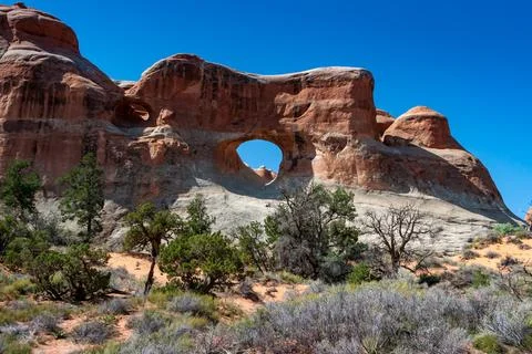 View from Devils Garden Hiking Trail in Arches National Park, Utah Stock Photos