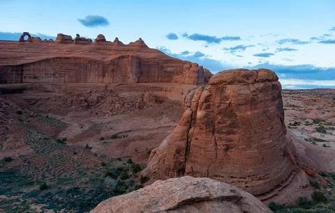 View from Devils Garden Hiking Trail in Arches National Park, Utah Stock Photos