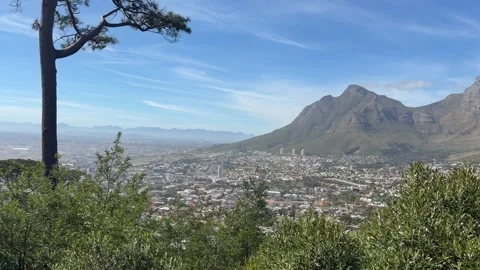 View of Devil’s Peak from Signal Hill.. Cape Town, South Africa. Stock Footage 345294548
