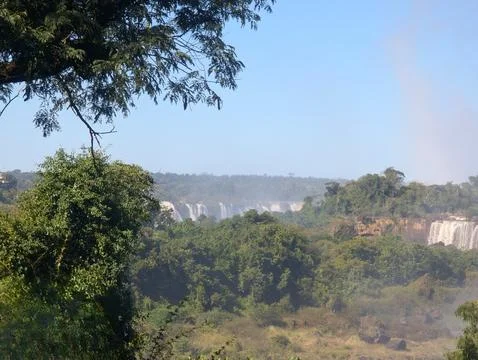 View of the Devil's Throat waterfall at the Iguazu Falls cascade in Iguazu Na Stock Photos