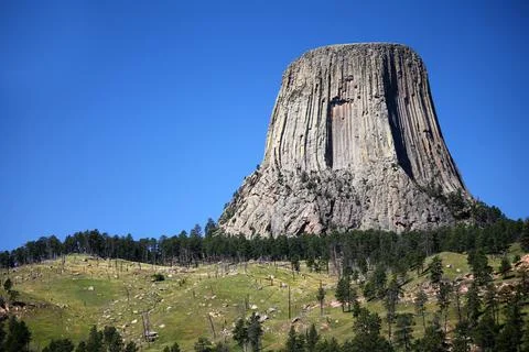 View of the Devil's tower in Wyoming Foto stock