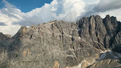 View of different mountain peaks during sunset in the Dolomites, Italy Stock Footage 263349265