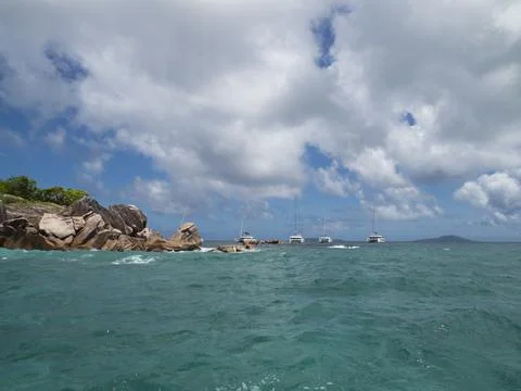 View from different sides of St. Pierre island, Seychelles, Indian ocean Stock Photos