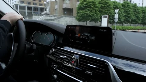 View of digital dashboards while dribing the car Stock Footage 89934889
