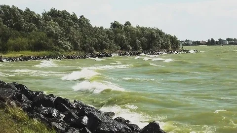 View on the dike of Makkum Stock Footage 95045037