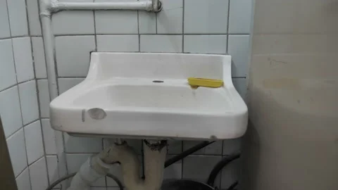 View Of Dirty Clogged Sink Stock Footage 152564931