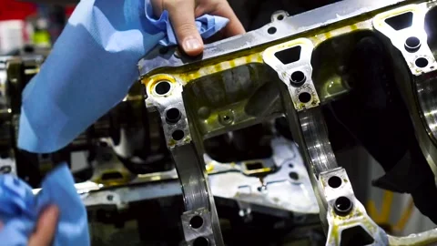 View on disassembled motorcycle engine. Footage. Hands of professional mechanic 스톡 동영상 140052624