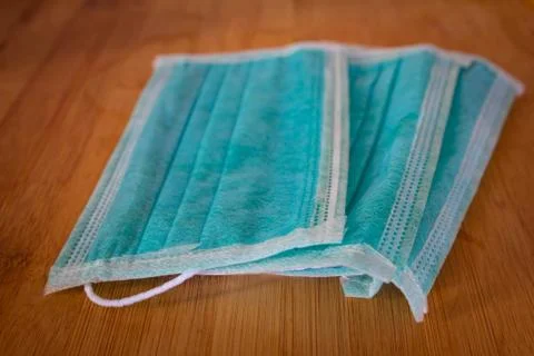 View of disposable breath filter face mask with ear loop. Foto stock