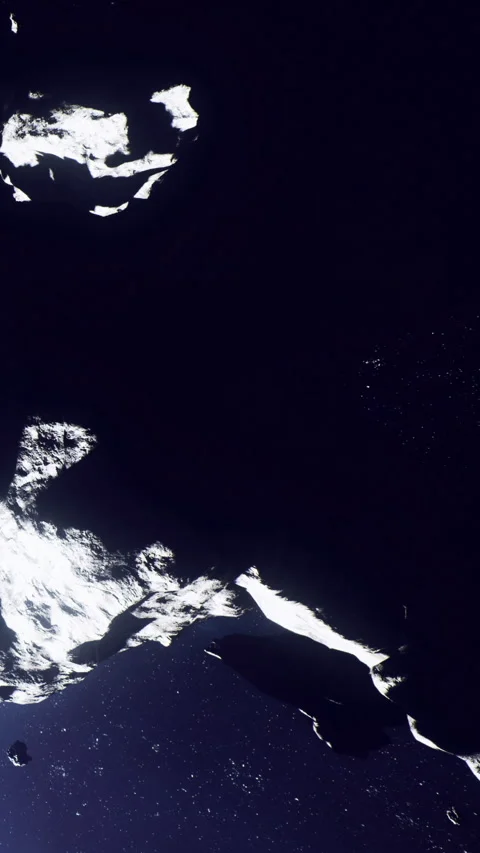 View of a distant comet in space against a dark background with stars Stock Footage 337109094