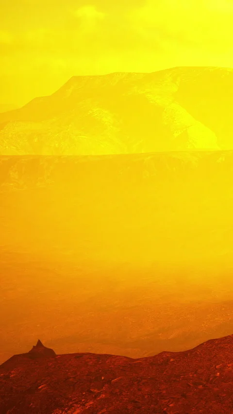 View of a distant landscape with warm colors and rocky terrain in bright light 库存影片 335964671