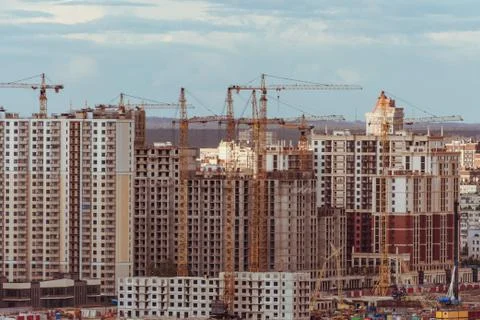View of the distant urban development of the residential complex. Foto stock