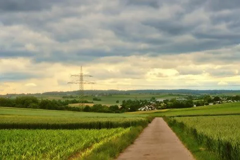The view to Ditziingen from the fields Stock Photos