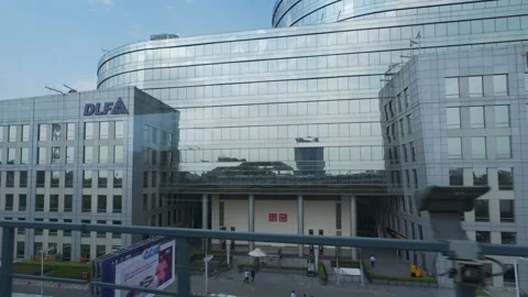View of DLF Cyber City from the window of the Rapid Metro train Stock Footage 317234294