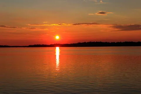 View of the Dnieper river at sunset Stock Photos