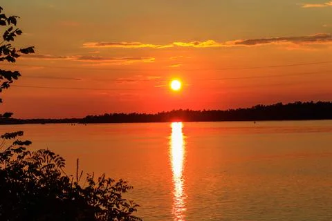 View of the Dnieper river at sunset Stock Photos