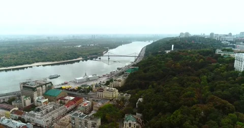 View of the Dnipro River and the cloudy city(Kiev) Stock Footage 171816435