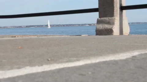 View from dock level looking out to sea Stock Footage 45580397