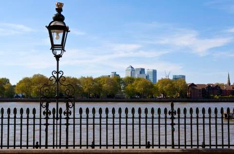 View of Docklands from Greenwich Stock Photos