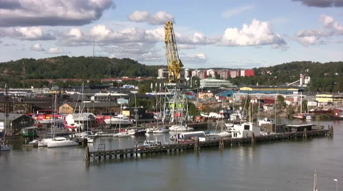 View of Dockyard in Gothenburg Stock Footage 55873738