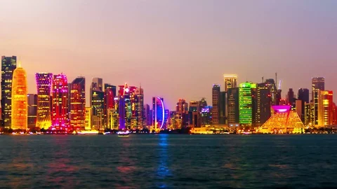 View on Doha Modern City Skyline	 Stock Footage 101024261