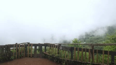 View from doi pui view point among the mountain range hill with white cloud Stock Footage 277353384