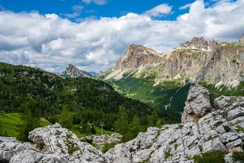 A view to the Dolomites from Cinque Torri Stock Photos