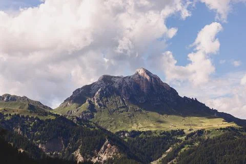 View of Dolomites mountain peak (Cima Dodici) in Puez Odle natural park Stock Photos