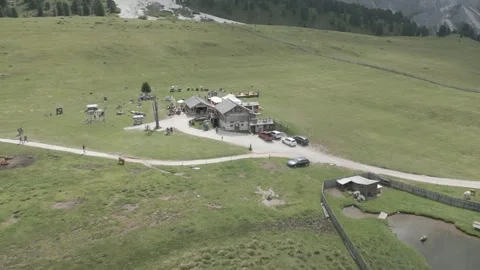 View of the Dolomites, Sass de Putiza, from the Erbe Pass, Italy Stock Footage 291526099