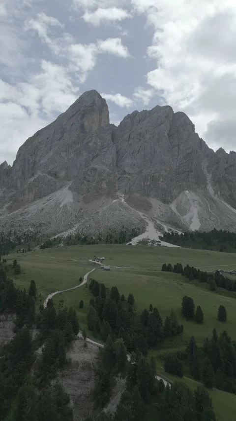 View of the Dolomites, Sass de Putiza, from the Erbe Pass, Italy Stock Footage 291527041