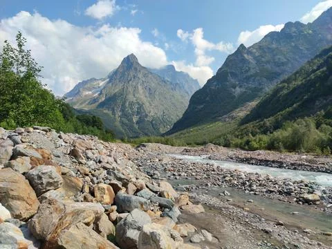 View of Dombay Mountains Stock Photos