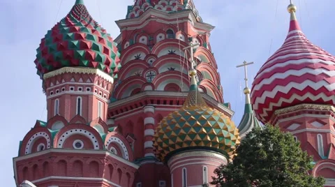 View of the dome of St. Basil's Cathedral, Moscow, Russia Video stock 61788043
