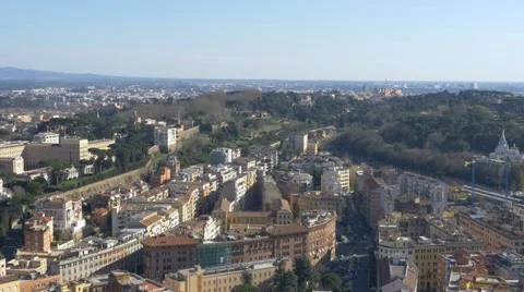 View from the dome of St. Peter Basilica Rome Italy 4k aerial Stock Footage 50601944